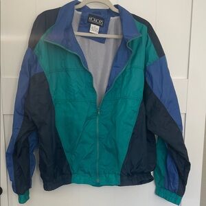 HONORS Men's Blue and Green Windbreaker Jacket